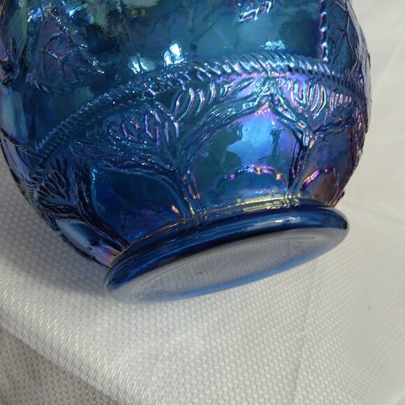 Fenton Glass Carnival Pitcher - Etsy Vtg Fenton Glass Large Blue Iridescent Pitcher Carnival Signed